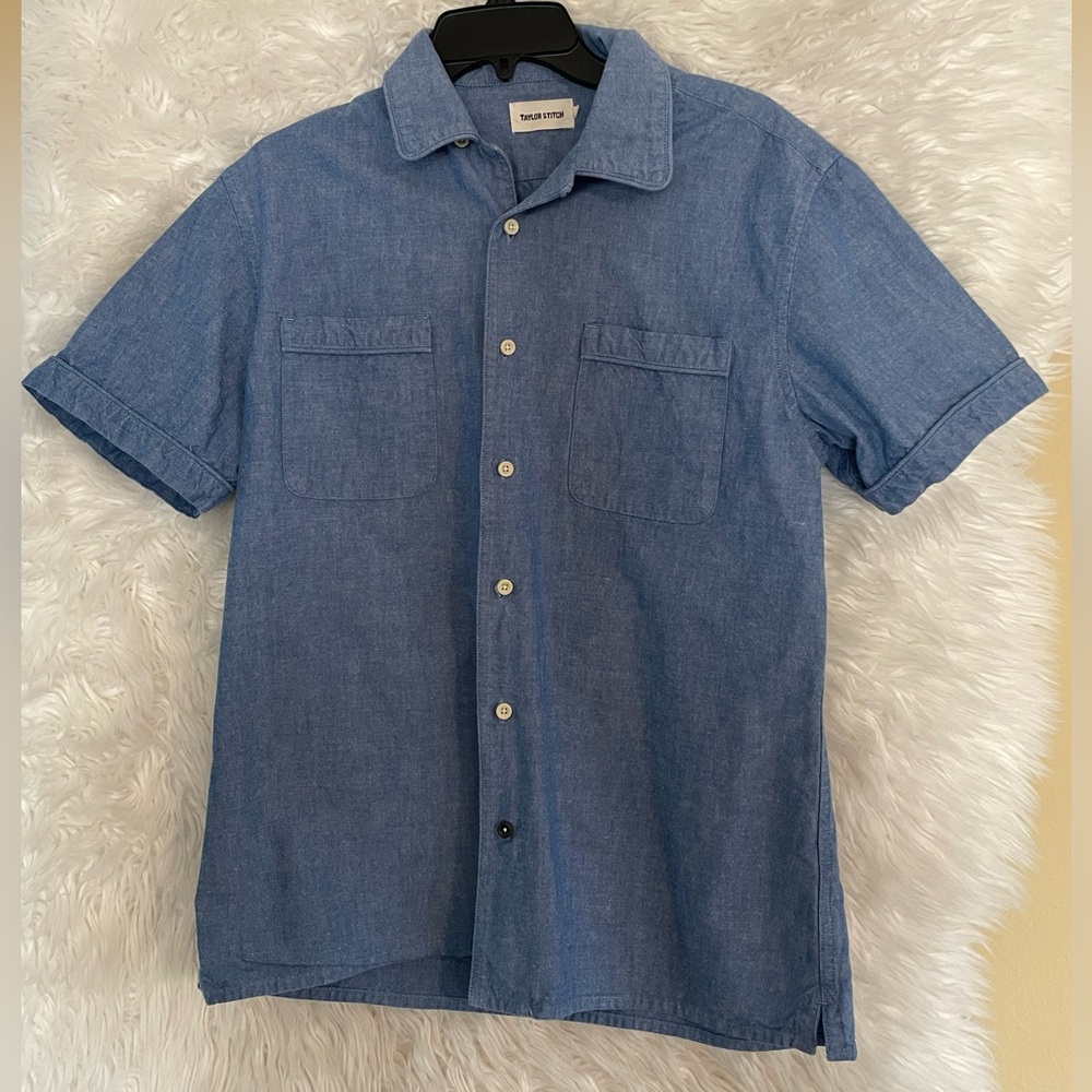 Taylor Stitch Men’s Blue Short Sleeve Button Down Short Sleeve Shirt. Size 40
